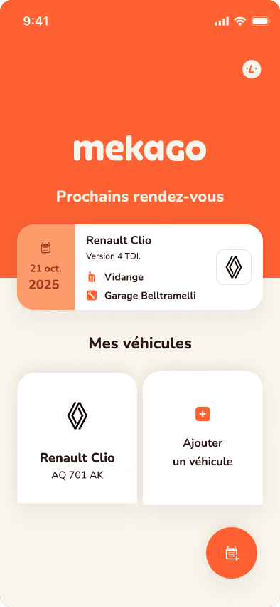 Application Mekago - écran principal