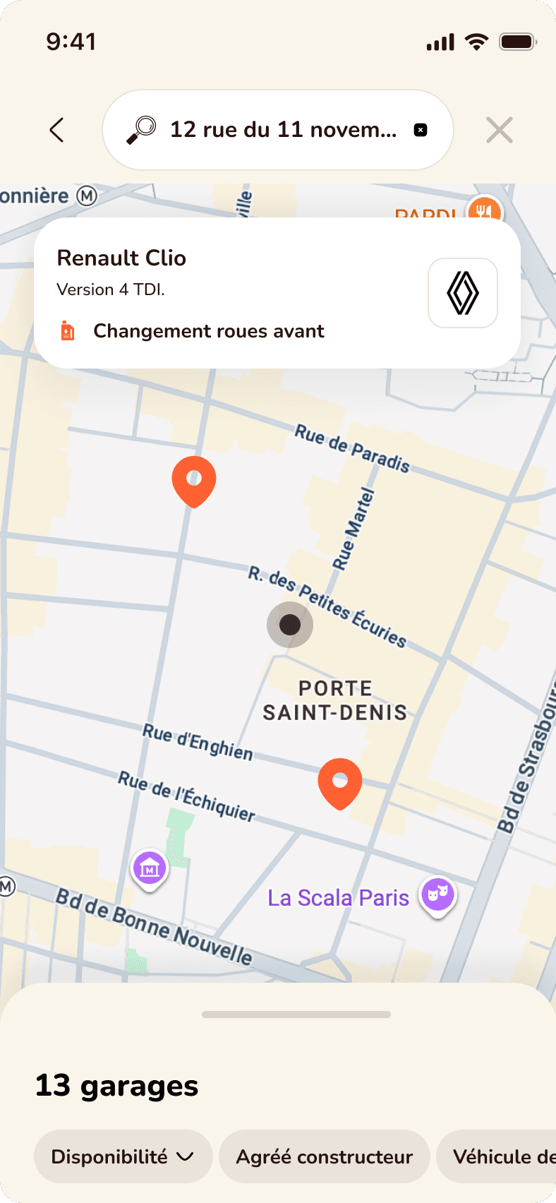 Application Mekago - recherche